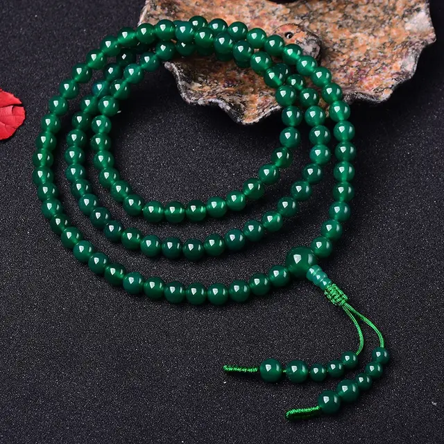 Natural Green Agate 108 Thangka Pendant Multi circle Bracelet Ornament Buddha Beads - Shop at LoveMi