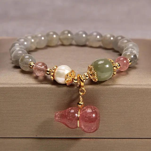 Natural Garnet Korean Style Light Luxury Multi layer Crystal Bracelet For Women Black - Shop at LoveMi