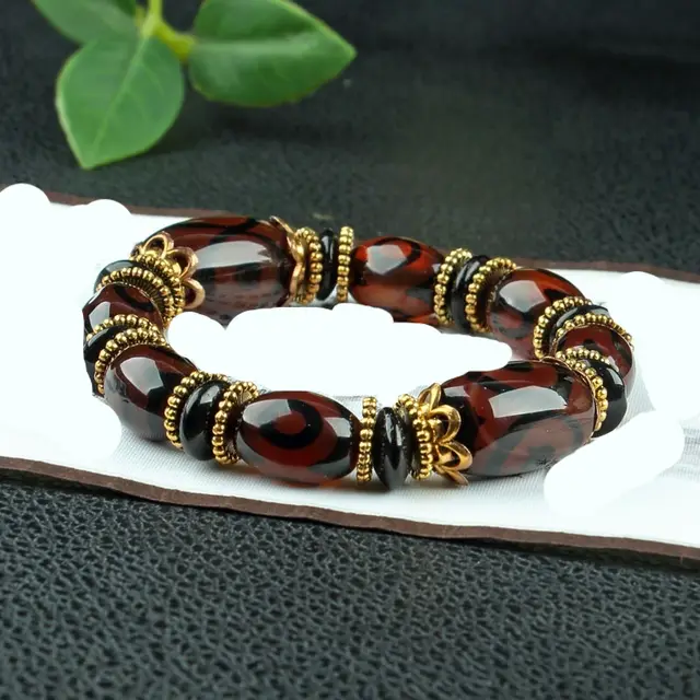 Distressed Agate Three eye Tibet Beads Bracelet Style 41 - Shop at LoveMi