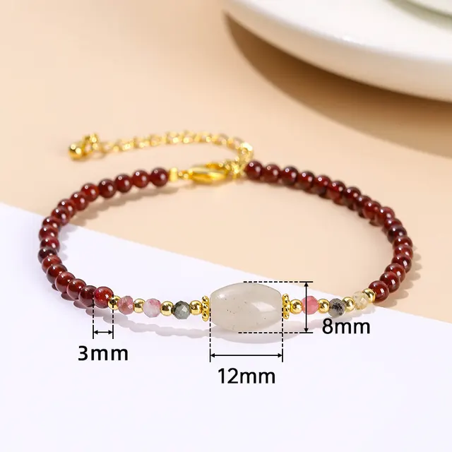 Crystal Agate Design Bracelet Girls Cute New 5A Natural Garnet - Shop at LoveMi
