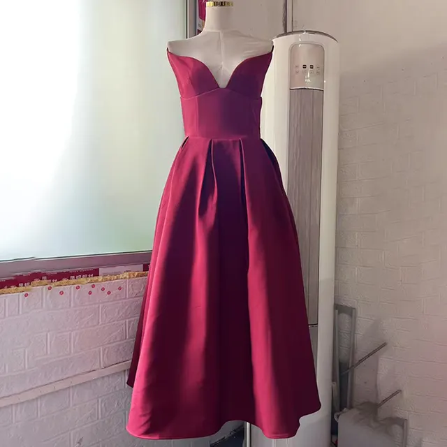 Fashionable Temperament Women's Off shoulder Slim Dress Wine Red - Shop at LoveMi