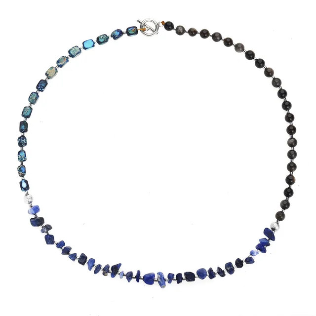 Female Retro Multi layer Hand Woven Crushed Stone Bracelet Blue - Shop at LoveMi