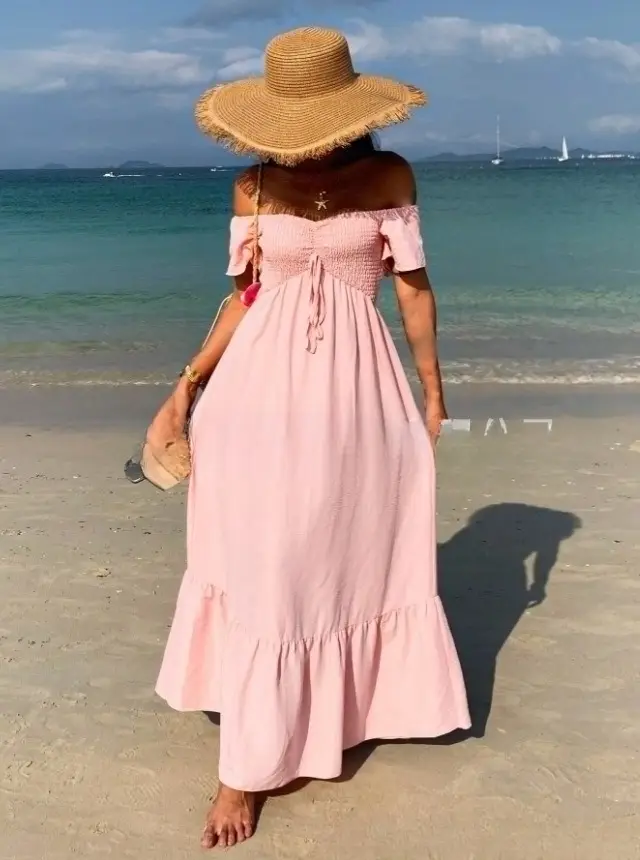 Beach Strapless Sexy Women's Clothing Dress Pink - Shop at LoveMi