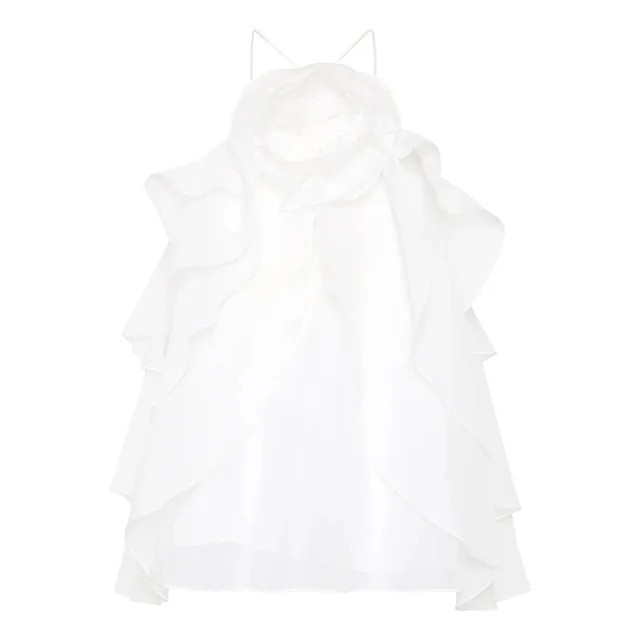 Ruffled Shirt Halter Design Sleeveless Camisole White - Shop at LoveMi