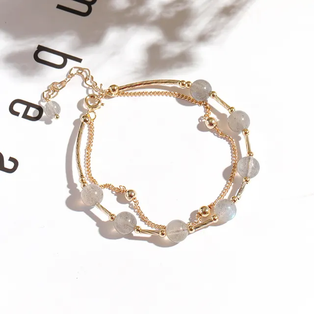 Crystal Bracelet Special interest Design South Korea Temperament Moonstone Double Layer Bracele - Shop at LoveMi
