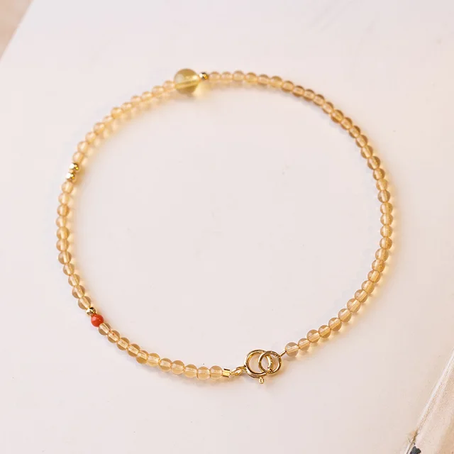 Women's Retro Versatile Yellow Crystal Bracelet Round Bead Yellow Crystal - Shop at LoveMi