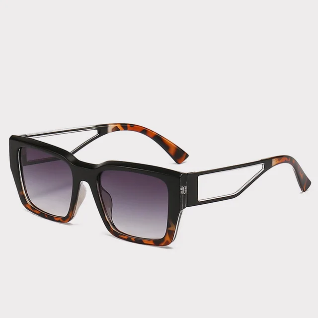Hollow out Design Advanced Induction Reactance UV Sunglasses Leopard Print Under Black - Shop at LoveMi