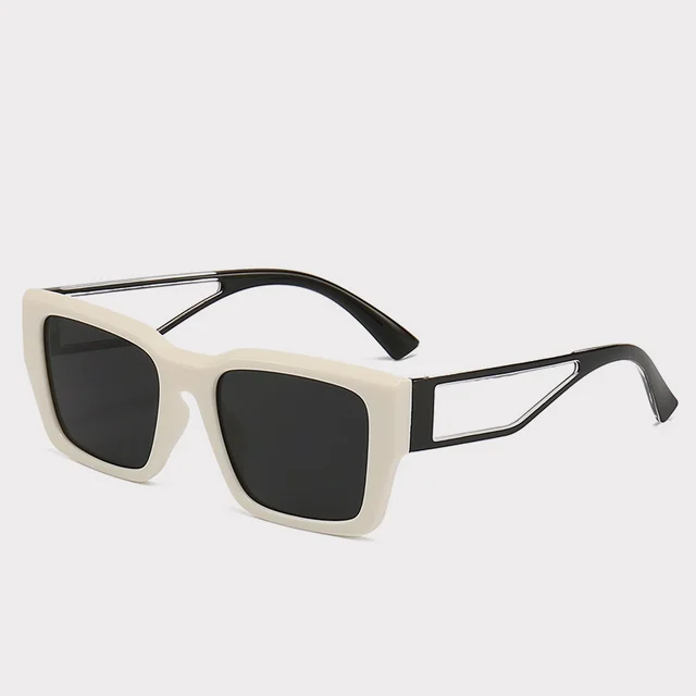 Hollow out Design Advanced Induction Reactance UV Sunglasses White Frame Gray Piece - Shop at LoveMi