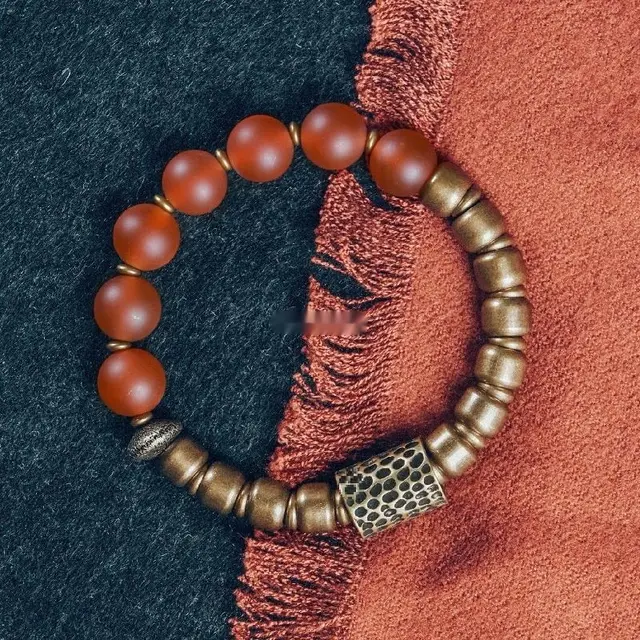 Retro Ethnic Style Personality Trendy Couples Bracelet Red Agate - Shop at LoveMi