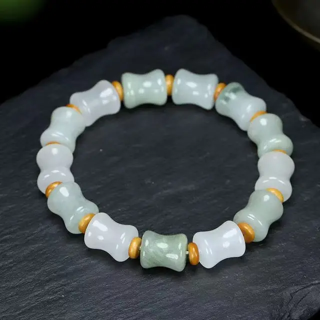 Tianshan Emerald Natural Chalcedony Simple Style Beaded Bracelet Coconut Shell Beads - Shop at LoveMi