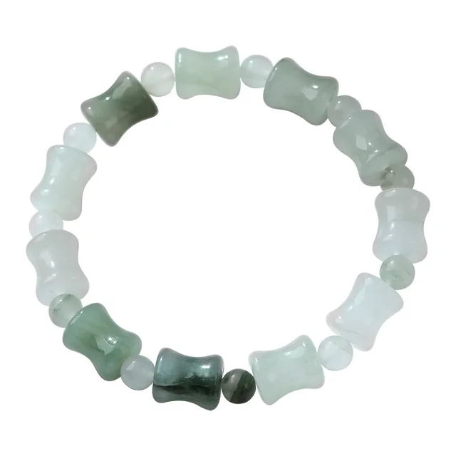 Tianshan Emerald Natural Chalcedony Simple Style Beaded Bracelet Elastic String - Shop at LoveMi
