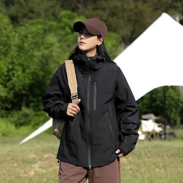 Hooded Long Sleeve Windproof Waterproof Travel To Tibet Breathable Jacket Black - Shop at LoveMi
