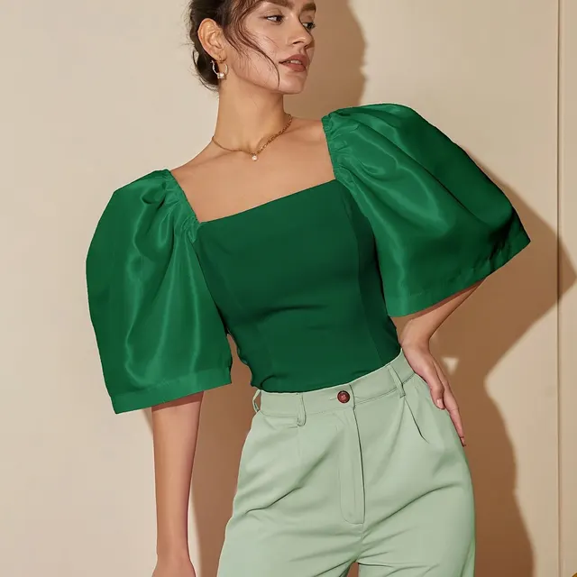 European And American Polyester Elegant Top Darkgreen - Shop at LoveMi