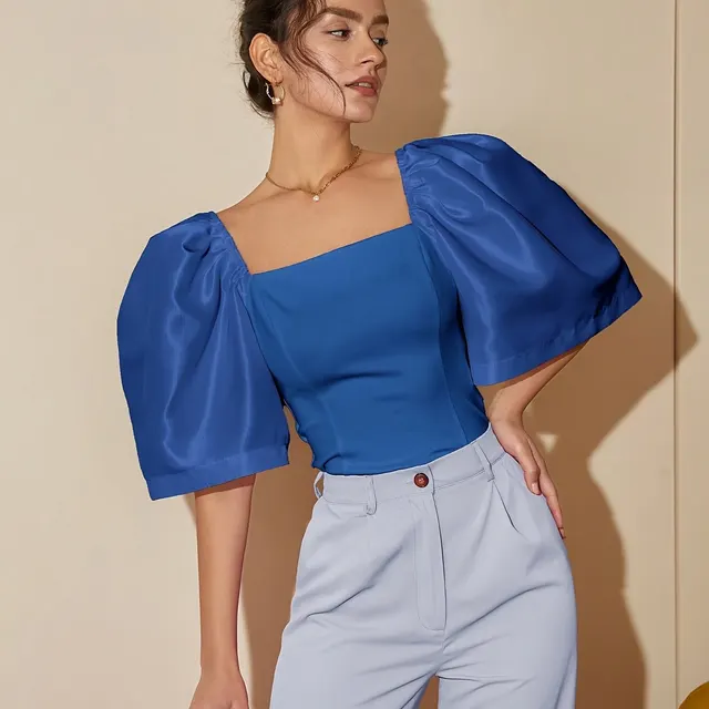 European And American Polyester Elegant Top Hazeblue - Shop at LoveMi