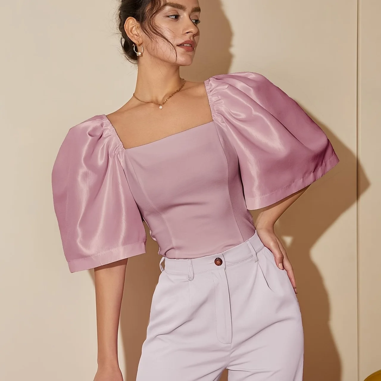 European And American Polyester Elegant Top - Lotuspink