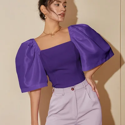 European And American Polyester Elegant Top Violet - Shop at LoveMi