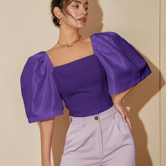 European And American Polyester Elegant Top Violet - Shop at LoveMi