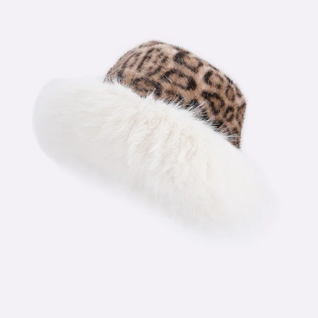 Autumn And Winter Plush Leopard Print Mongolian Cap Thickened Cold Protection 8966 White - Shop at LoveMi