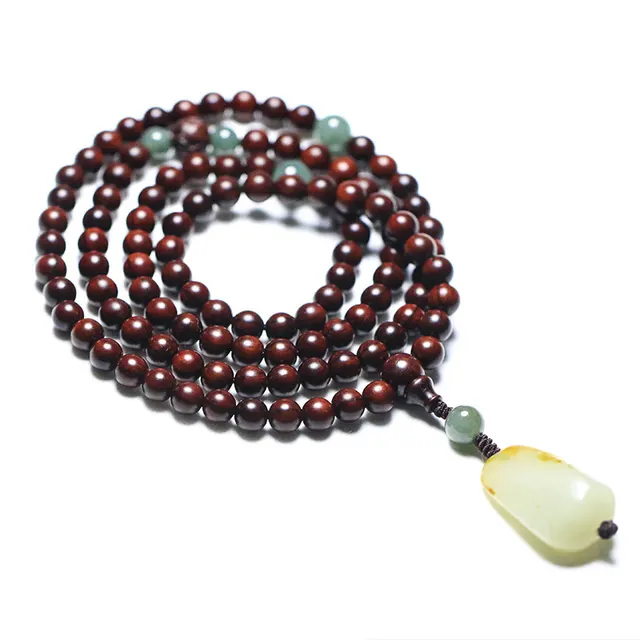 Pterocarpus Santalinus 108 6MM Beads Hotian Jade Pendant All match Bracelet Zambia Rosewood - Shop at LoveMi