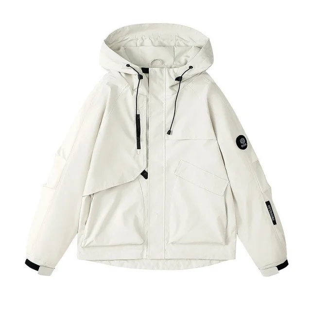 Women's Outdoor Windproof Waterproof Hooded Casual All matching Jacket Light Creamy White - Shop at LoveMi