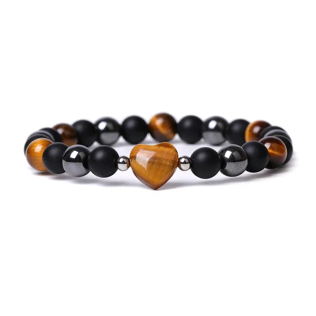 Lvdongling Tigereye Hand cut Peach Heart Bracelet Tigereye - Shop at LoveMi