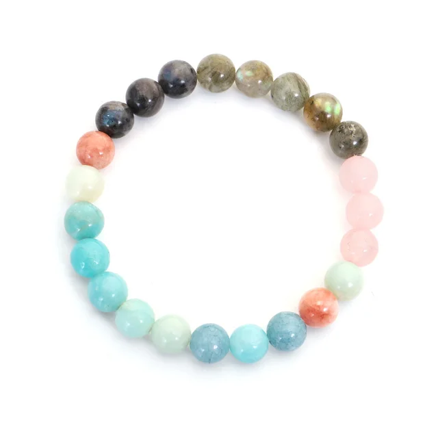 Summer New Bohemian Vacation Style 108 Colorful Stone Necklace Bracelet Bracelet - Shop at LoveMi