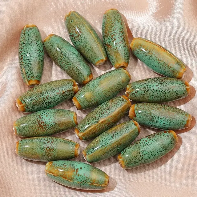 Ceramic Ornament Accessories Braceletnecklace Braiding Material Package Bullet Beads Green - Shop at LoveMi