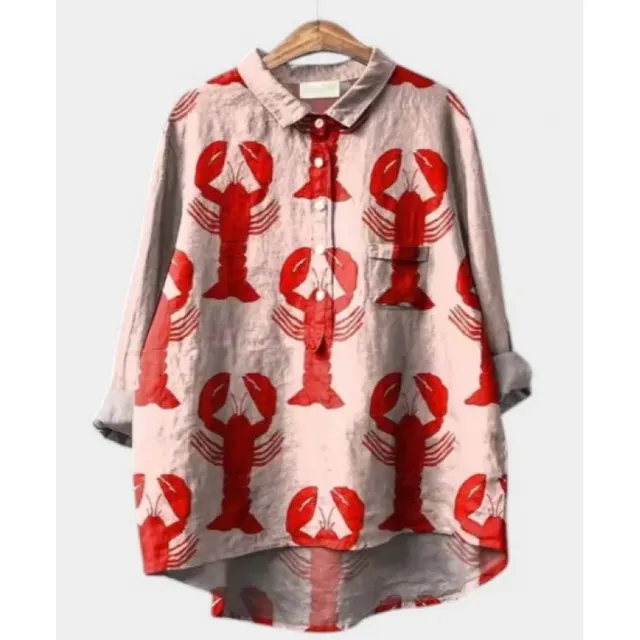 Women's Summer Loose Casual Graffiti Printing Long Sleeve Shirt Style49 - Shop at LoveMi