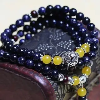 Women's Blue San Beads Bracelet Vintage Ethnic Style Hand Accessories - Round 3 Times