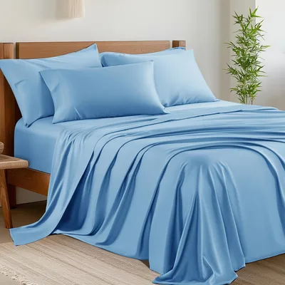Bed Sheet Sets Blend Rayon Derived From Bamboo Lakeblue - Shop at LoveMi