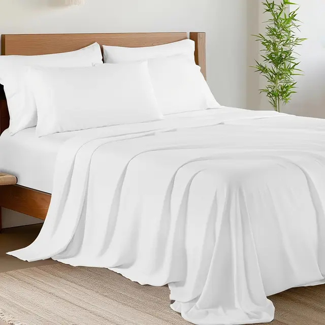 Bed Sheet Sets Blend Rayon Derived From Bamboo White - Shop at LoveMi