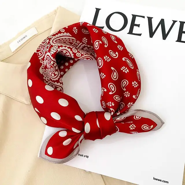 High end Ladies' Small Square Handkerchief Red Cashew Polka Dot - Shop at LoveMi