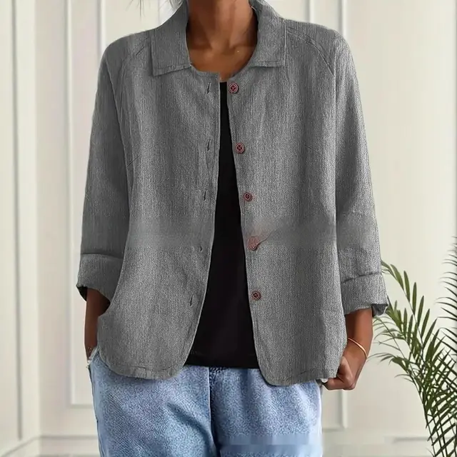 Women's Spring And Summer New All match Collar Slimming Cardigan Coat Gray - Shop at LoveMi