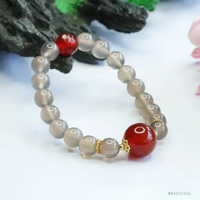 Natural Smoky Purple Chalcedony Red Agate Bracelet Style Jewelry Smoke Purple - Shop at LoveMi