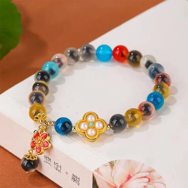 Sugar Heart Agate Bracelet Retro Minority High Sense Peach Blossom Style - Shop at LoveMi