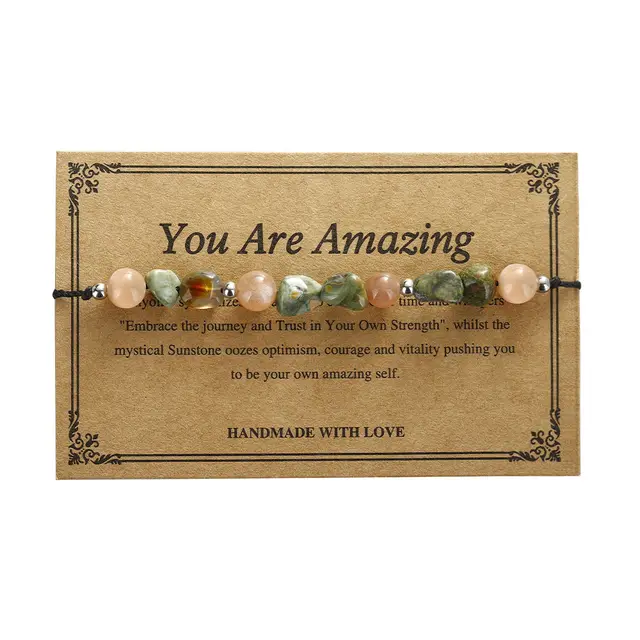 Beaded Wax Line Stone Bracelet Original Design Round Beads Gravel Green Pink - Shop at LoveMi