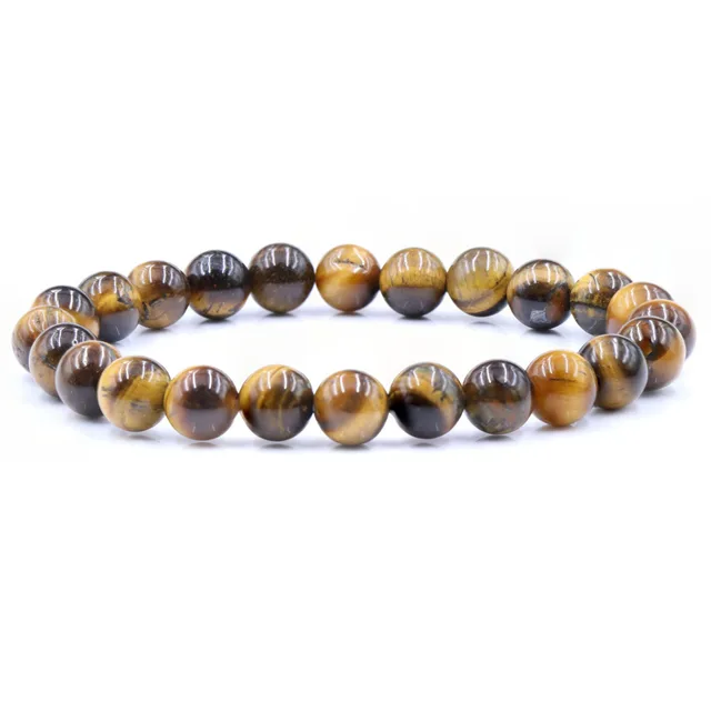 Natural Stone Beaded Elastic Bracelet European And American Refined Grace Crystal 95 Yellow Tiger Eyes - Shop at LoveMi