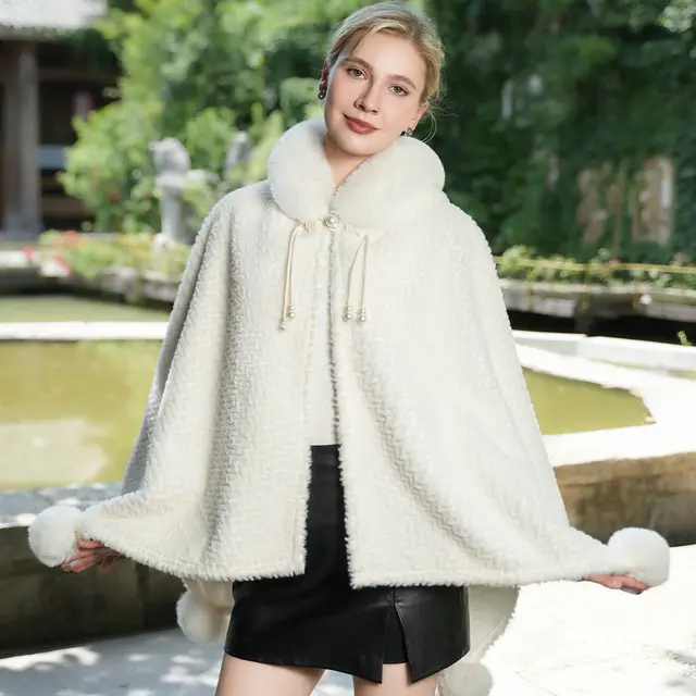 Warm Outerwear New Girl Versatile Cape And Shawl White - Shop at LoveMi