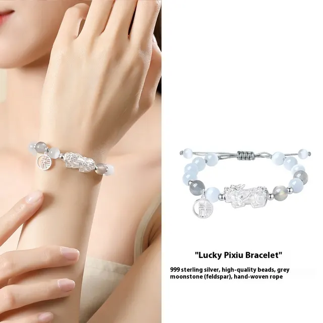 999 Sterling Silver Blessing Card Sterling Silver Couple Bracelets White - Shop at LoveMi