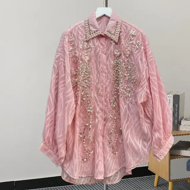 French Style Versatile Long Sleeve Shirt For Women Pink - Shop at LoveMi