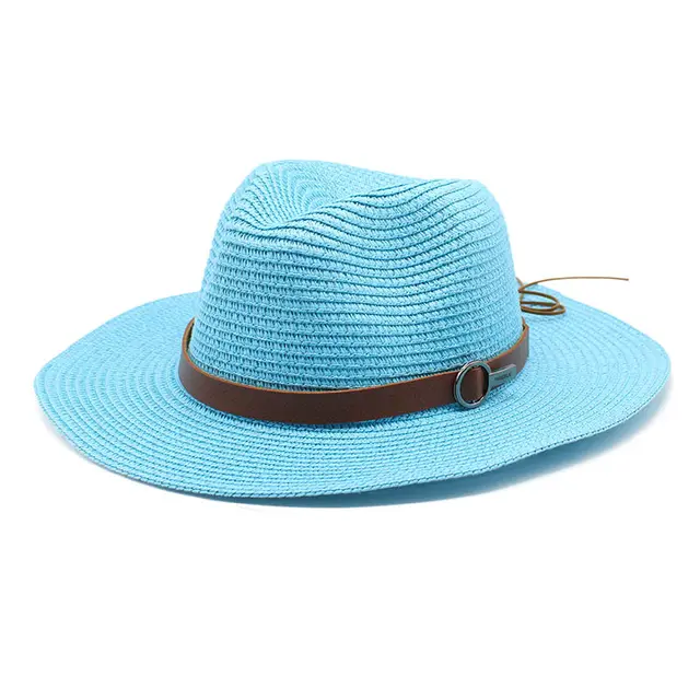 Sun Protection Travel Vacation Beach Woven Denim Top Hat Lake Blue - Shop at LoveMi