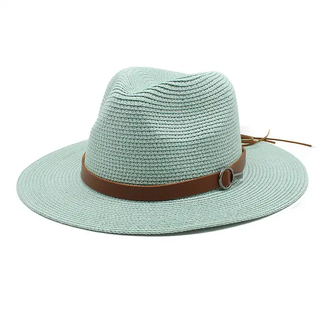 Sun Protection Travel Vacation Beach Woven Denim Top Hat Mint Green - Shop at LoveMi