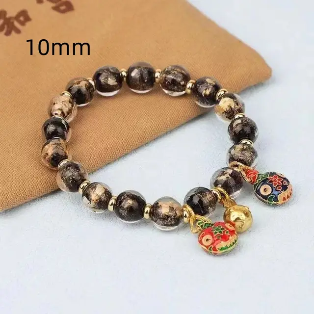 Fragrant Gray Glass Bead Swallowing Gold Beast Accessories Bead Bracelets Black - Shop at LoveMi