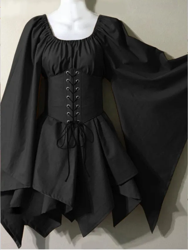 Long Sleeve Women's Renaissance Dress Costume Black - Shop at LoveMi