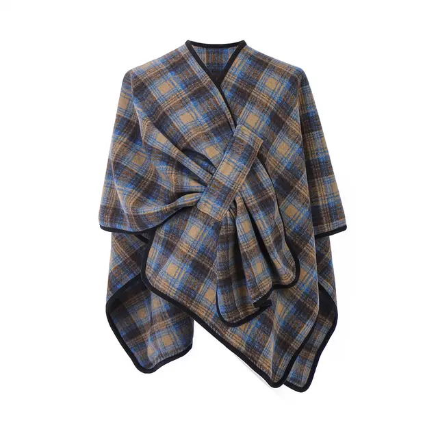 New Women's Fashionable Blue Plaid Shawl Blue Plaid Shawl - Shop at LoveMi