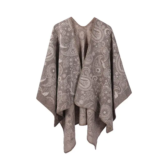Women's Jacquard Paisley Wool Cross Shawl Brown - Shop at LoveMi