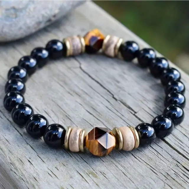 Tigereye Cut Obsidian Bracelet For Men And Women Black - Shop at LoveMi