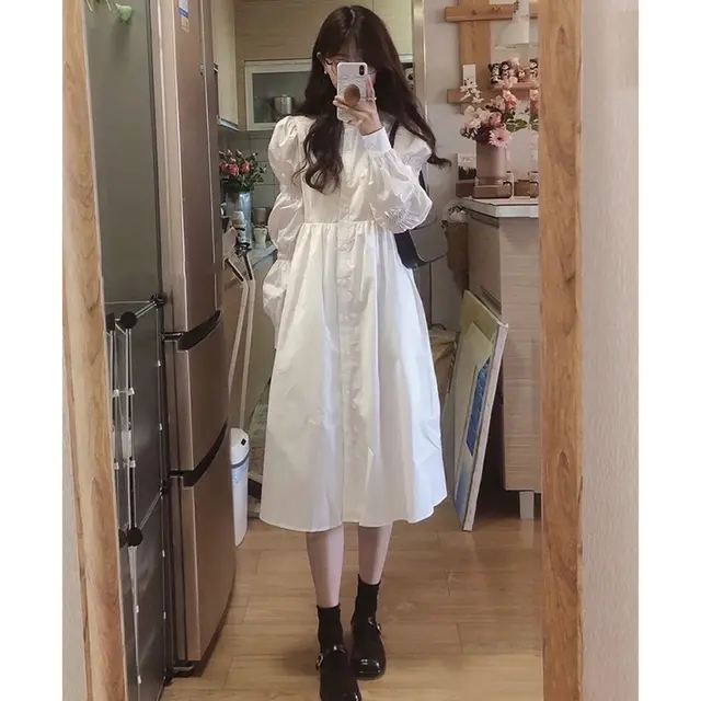 Korean Style Gentle Temperament Dress Spring And Autumn New White - Shop at LoveMi