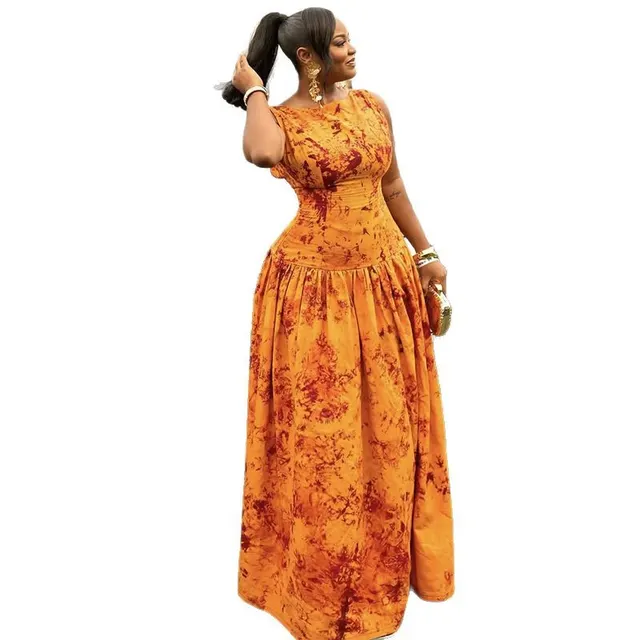 Summer New Fashion Low Waist Printed Sleeveless Slim Fit Long Dress Printing - Shop at LoveMi