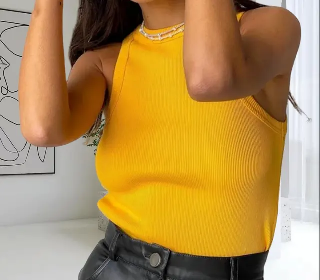 Women's Summer Slimming Slim Sleeveless Vest Orange - Shop at LoveMi